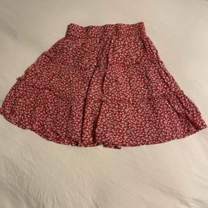 Red Floral Skirt Women's Small